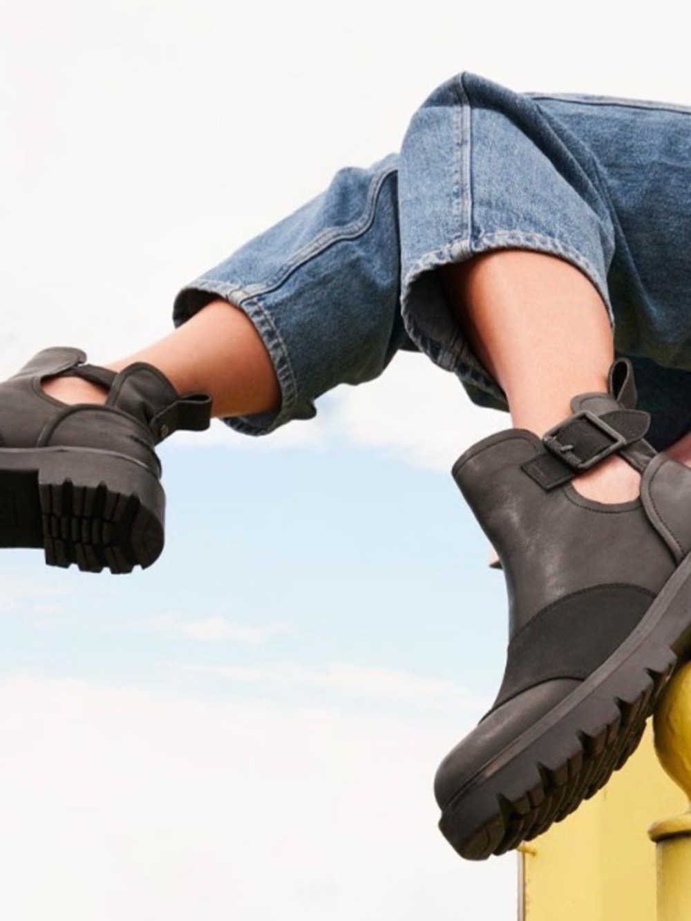 UGG Black Stockton Booties with Buckle Detail